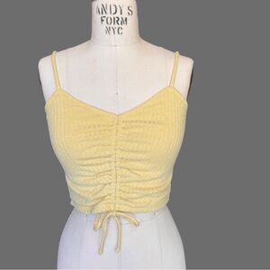 Bar III Light Yellow Ruched Crop Top
